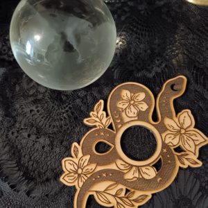 Boule de Cristal et Support Màgica Serpiente Fleuri - Bois brut